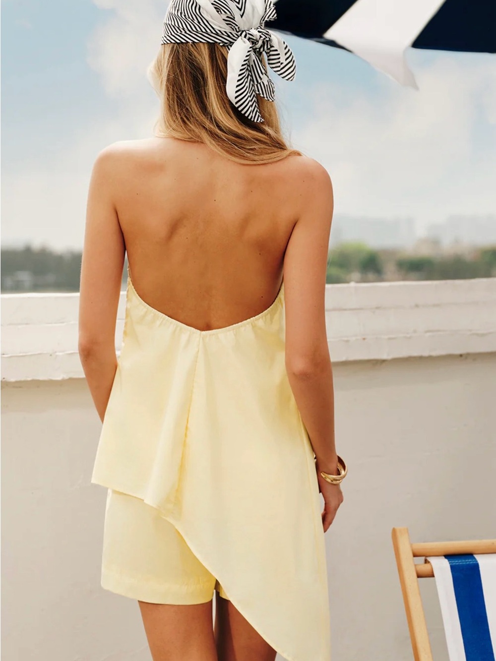 Button Asymmetrical Backless Shorts Set - Medium - Picture 5 of 7